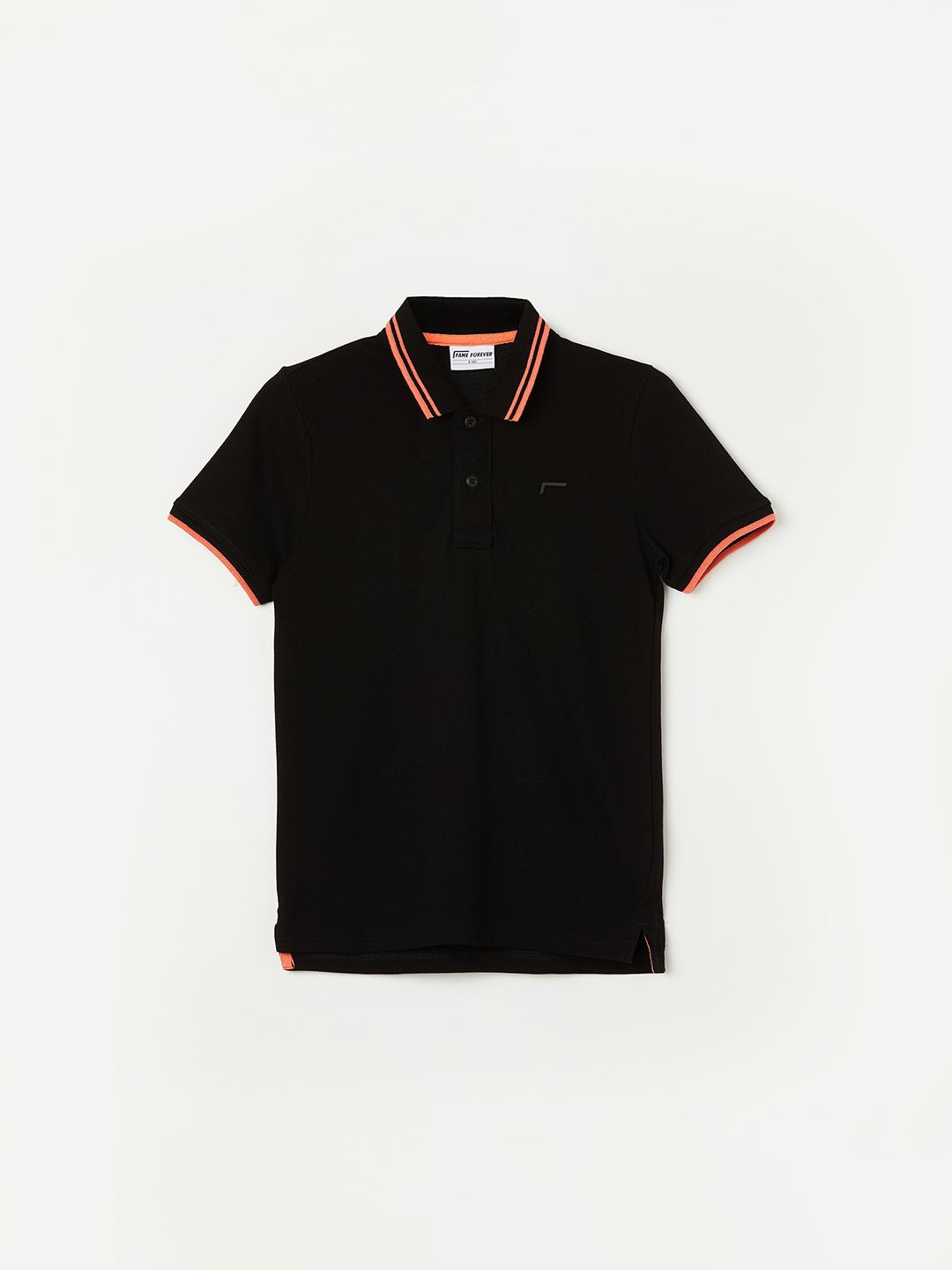 

Fame Forever by Lifestyle Boys Polo Collar Short Sleeves Pure Cotton Casual T-shirt, Black