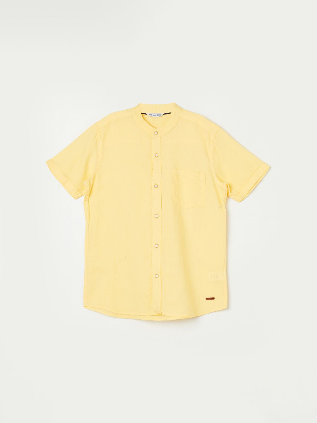 

Fame Forever by Lifestyle Boys Mandarin Collar Regular Fit Cotton Linen Casual Shirt, Yellow