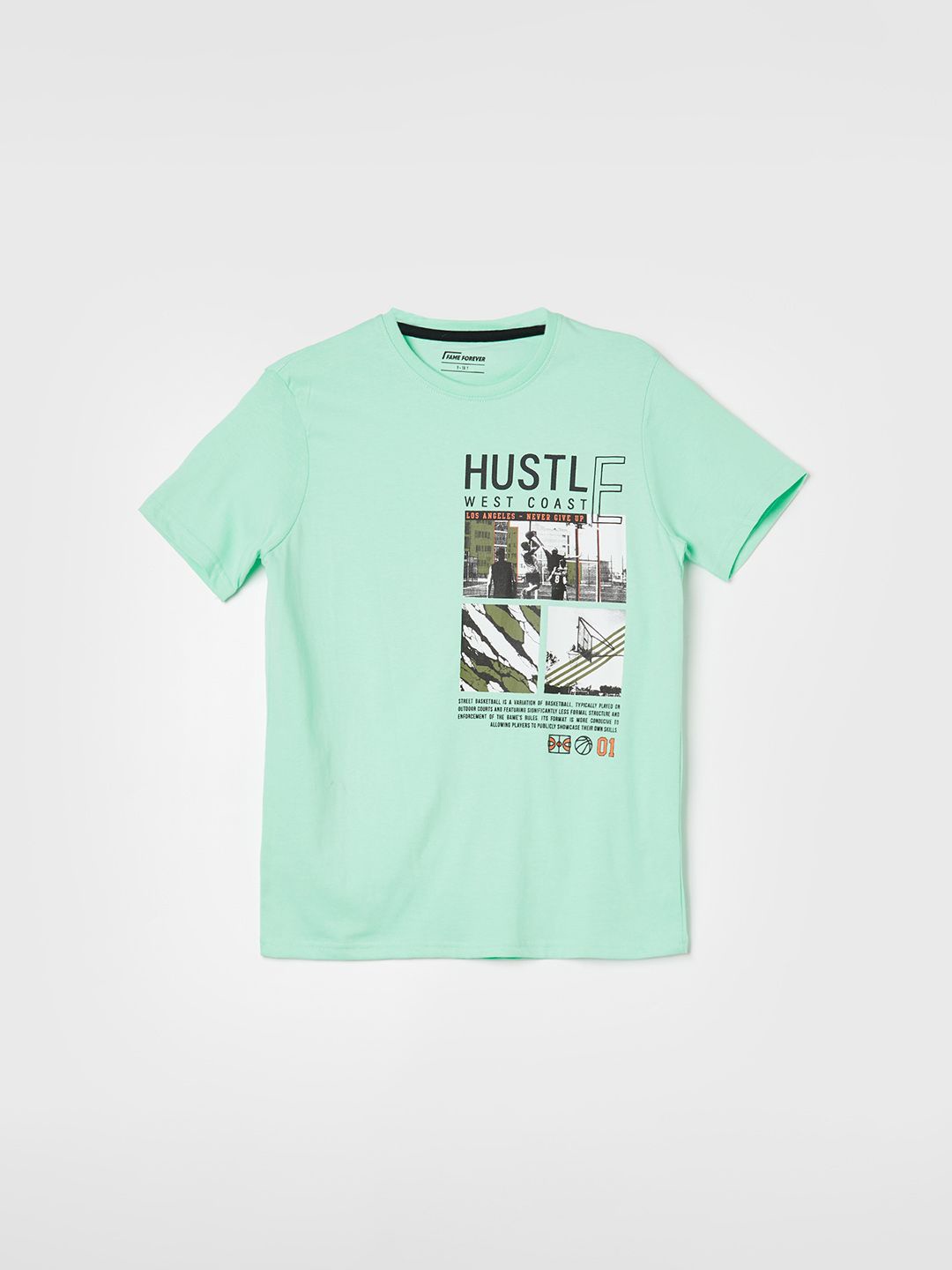 

Fame Forever by Lifestyle Boys Graphic Printed Pure Cotton Casual T-shirt, Green