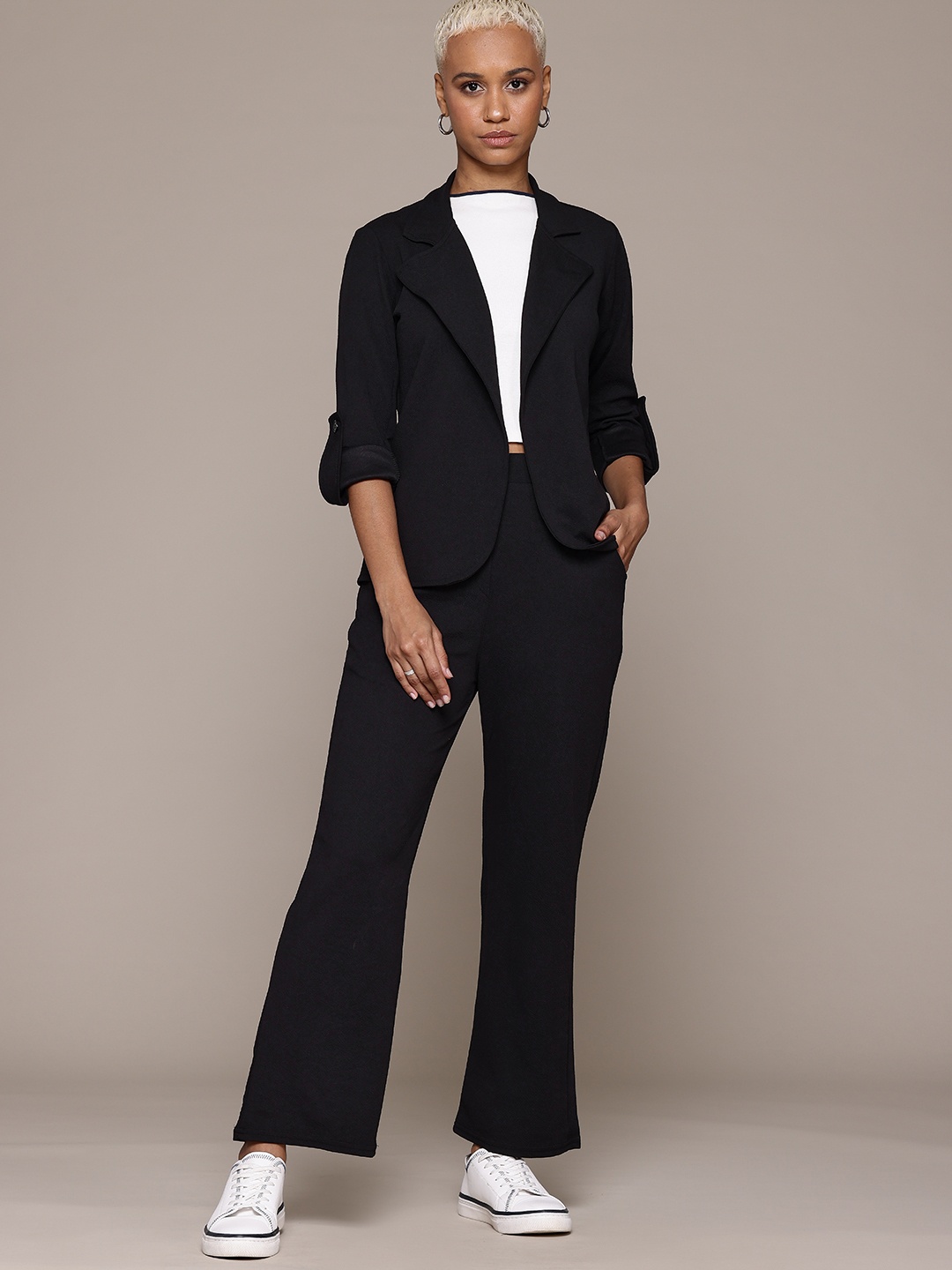 

Roadster Open Front Blazer With Trouser Co-Ords, Black
