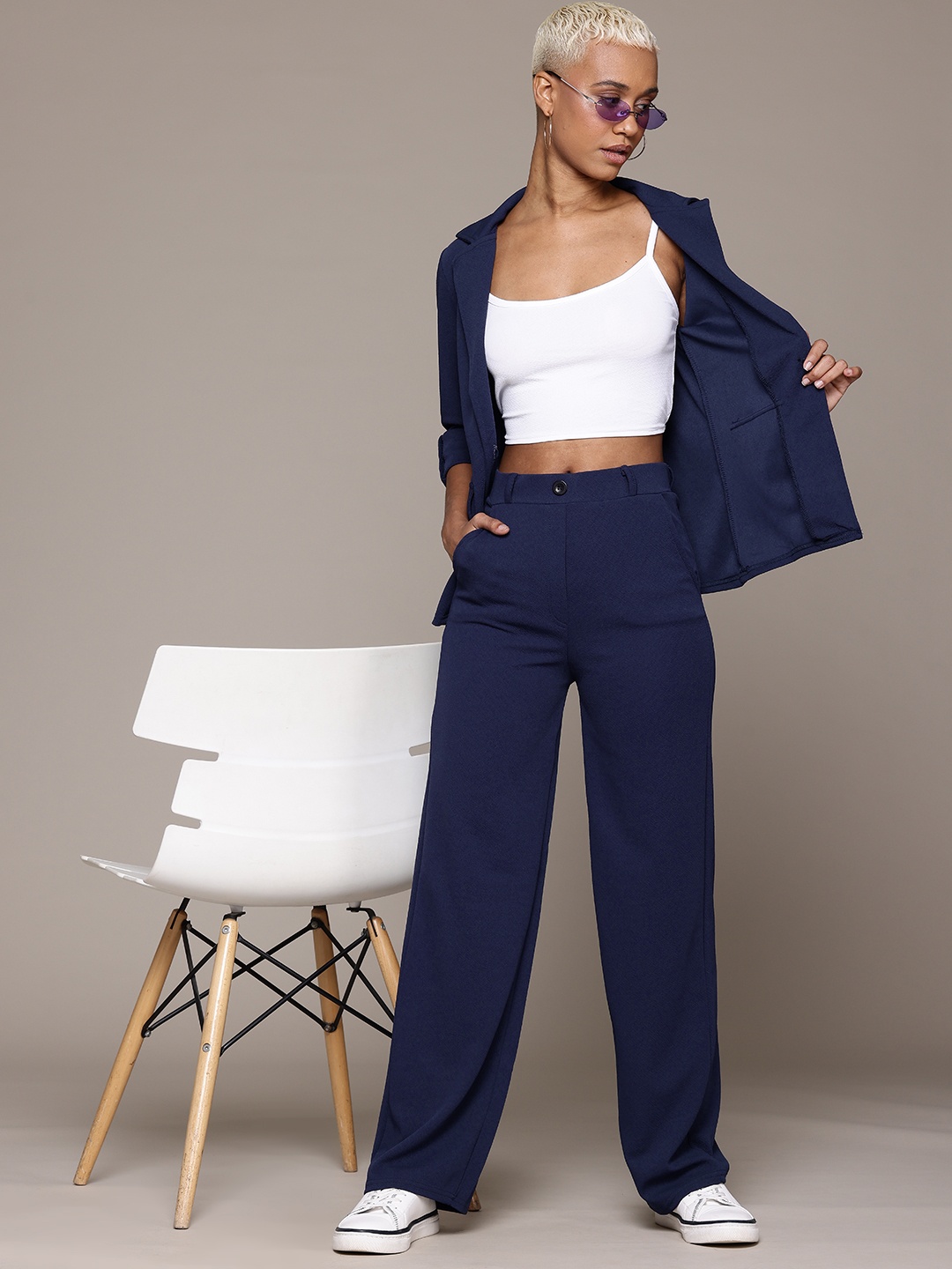 

Roadster Women Solid Co-Ords Set, Blue