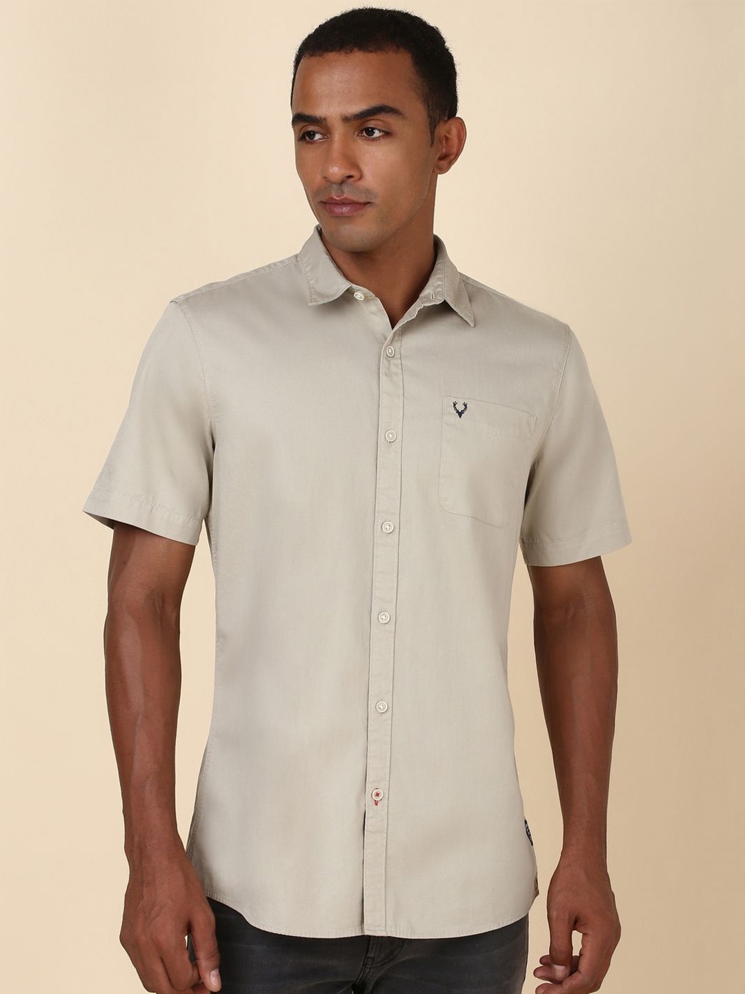 

Allen Solly Spread Collar Pure Cotton Casual Shirt, Khaki