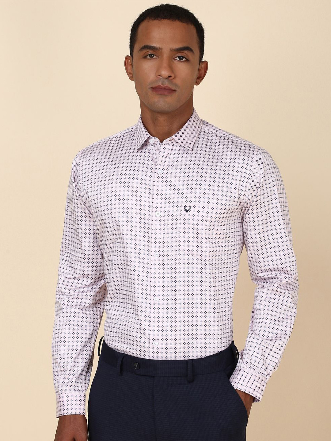 

Allen Solly Slim Fit Floral Printed Cotton Formal Shirt, Pink