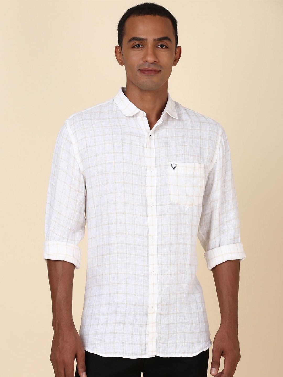 

Allen Solly Slim Fit Grid Tattersall Checked Casual Shirt, White