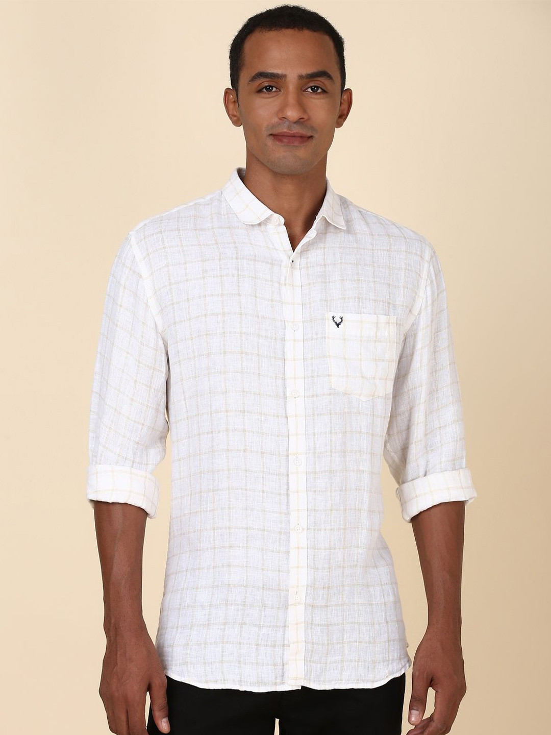 

Allen Solly Slim Fit Grid Tattersall Checked Casual Shirt, White