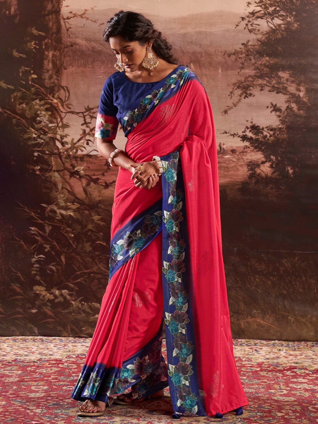 

Panzora Floral Saree, Pink