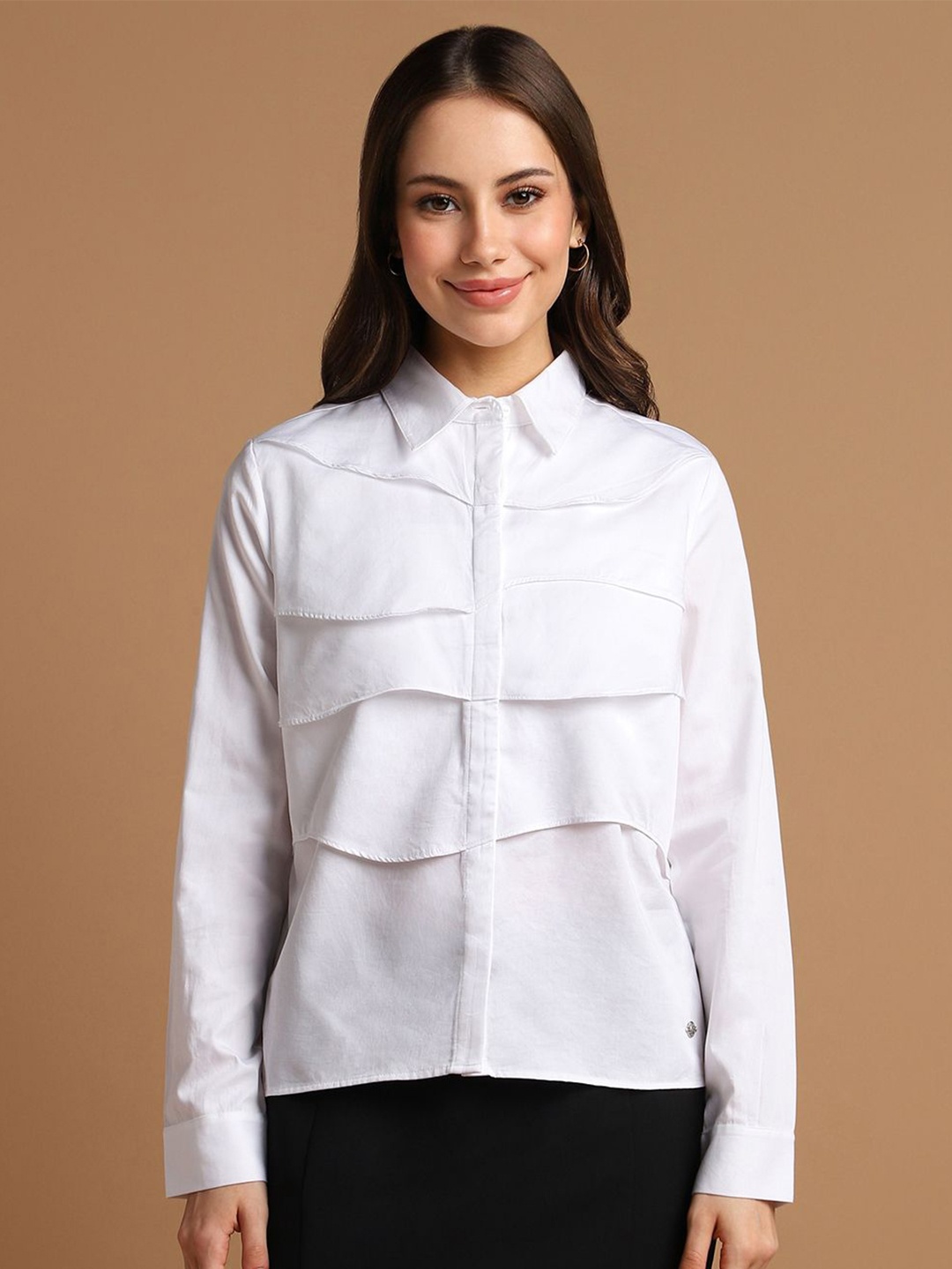 

Allen Solly Woman Concealed Button Placket Pure Cotton Casual Shirt, White