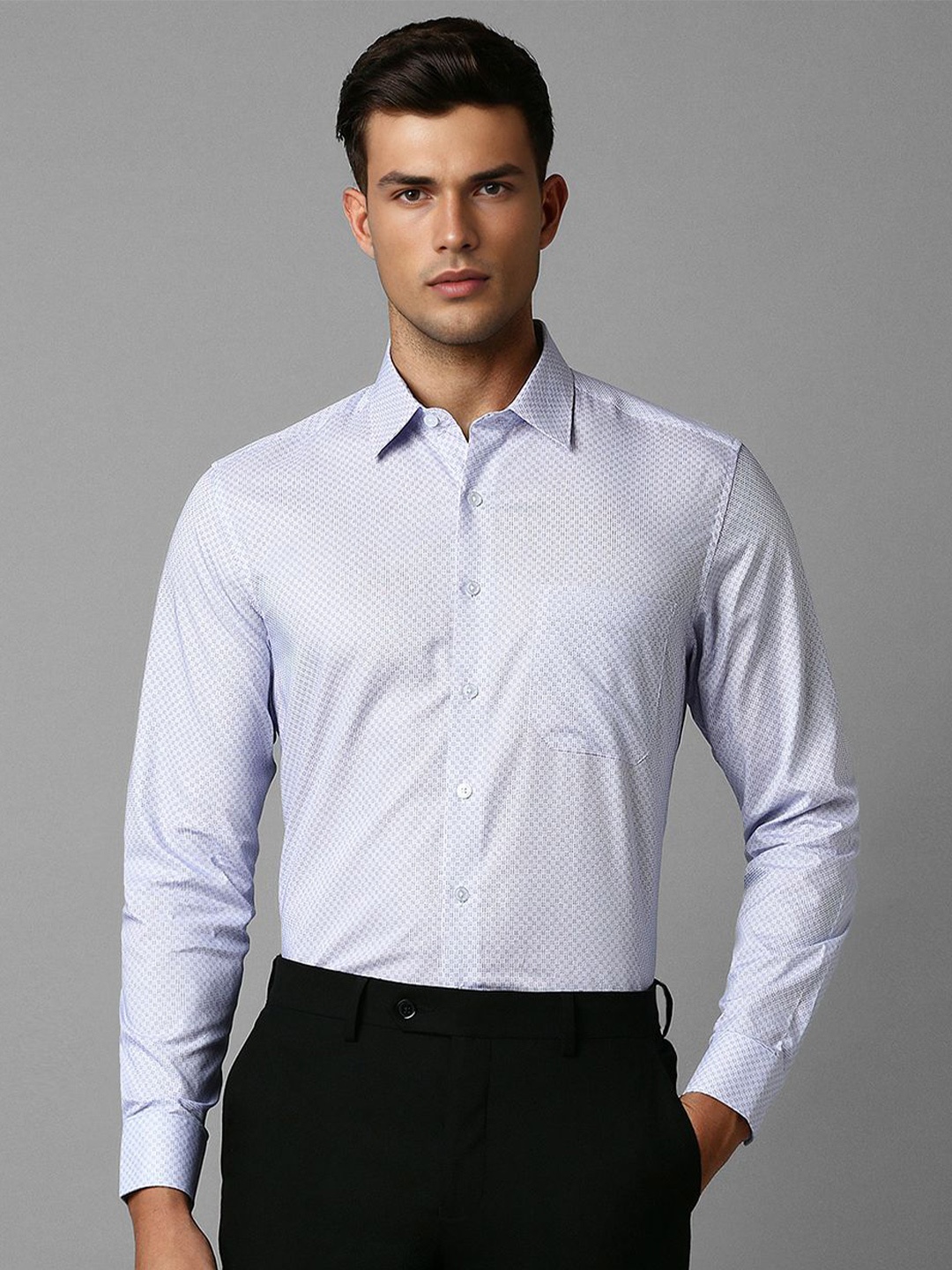 

Louis Philippe Slim Fit Opaque Printed Cotton Formal Shirt, Blue