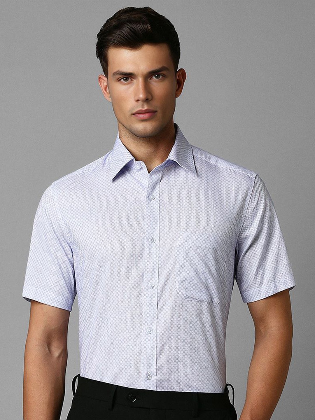 

Louis Philippe Spread Collar Printed Cotton Formal Shirt, Purple