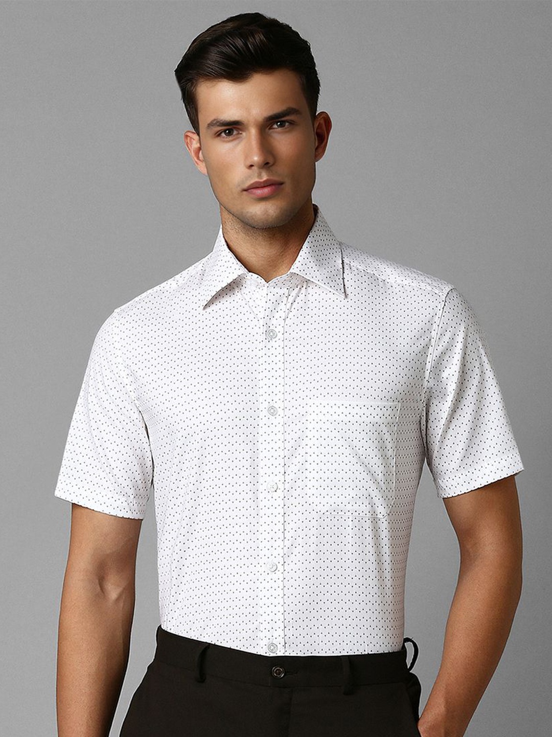 

Louis Philippe Opaque Printed Cotton Formal Shirt, White