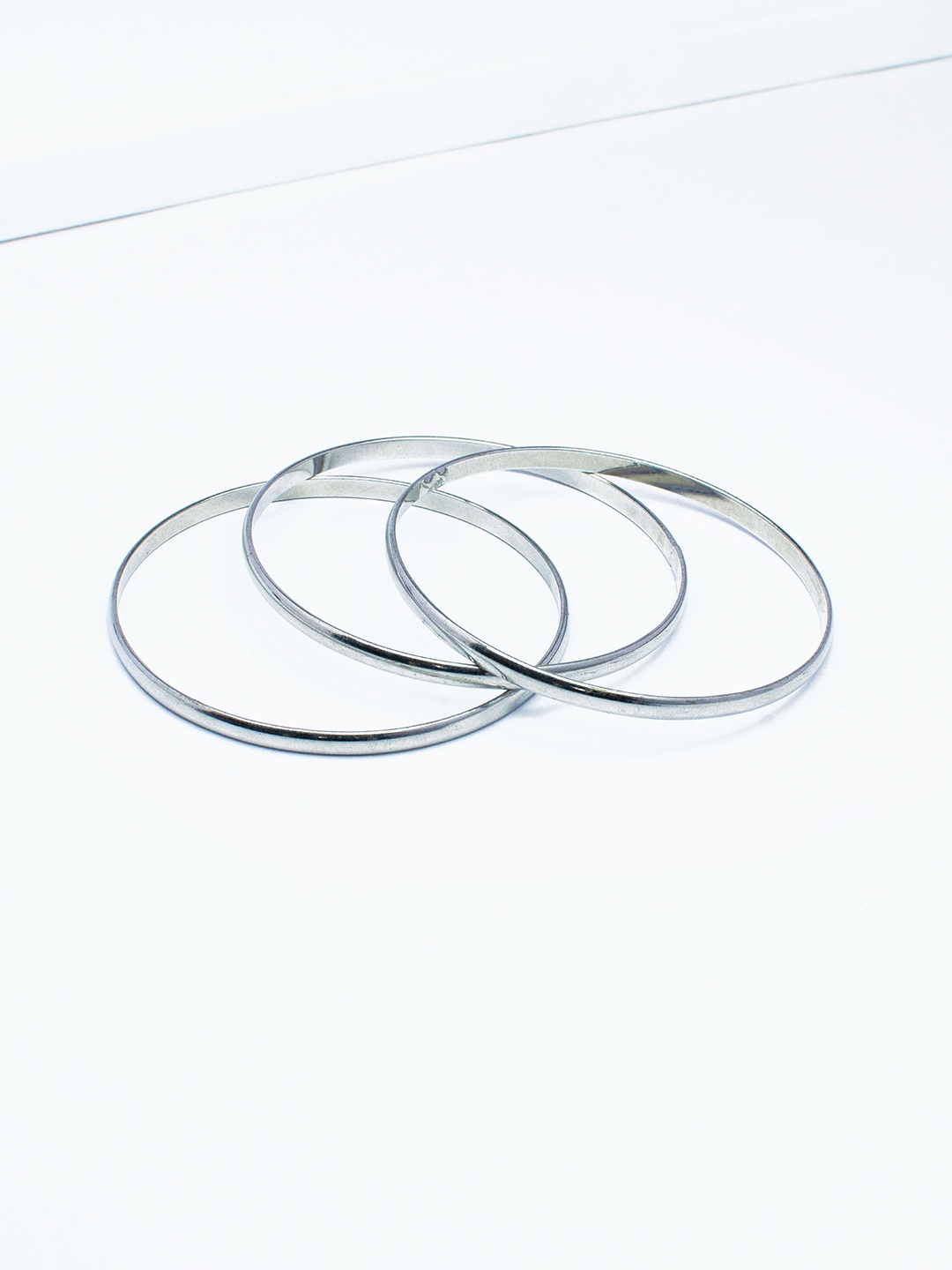 

Rhea Set of 3 Rhodium Plated Bangles, Silver