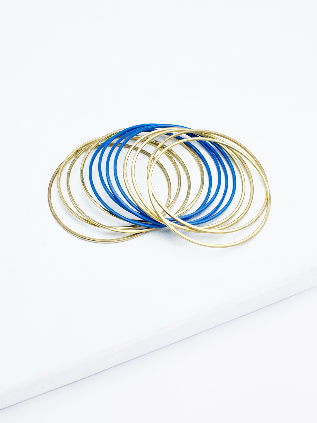 

Rhea Set of 12 Gold-Plated Bangles, Blue