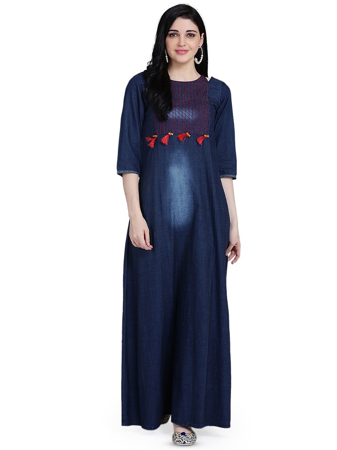 

KALINI Denim A-Line Maxi Dress, Navy blue