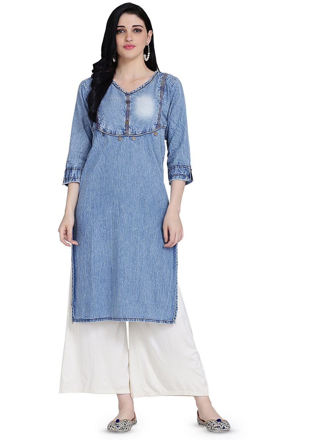 

KALINI Denim Kurta, Turquoise blue