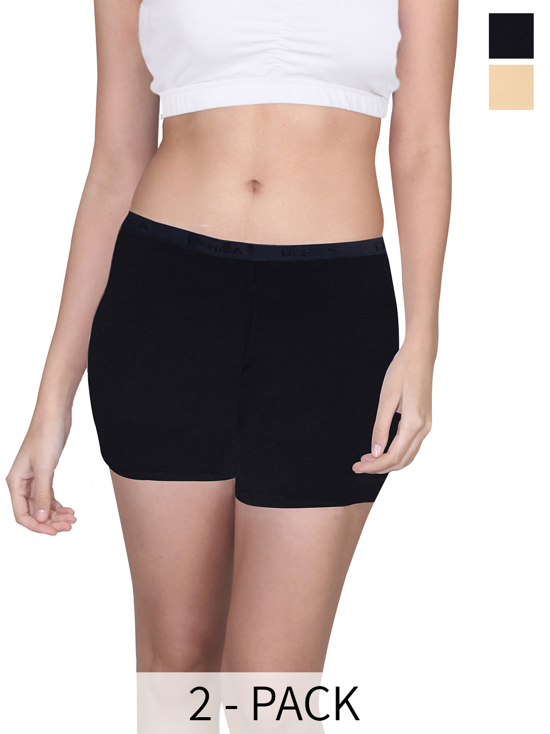 

DChica Girls Pack Of 2 Mid-Rise Boy Shorts Briefs, Black