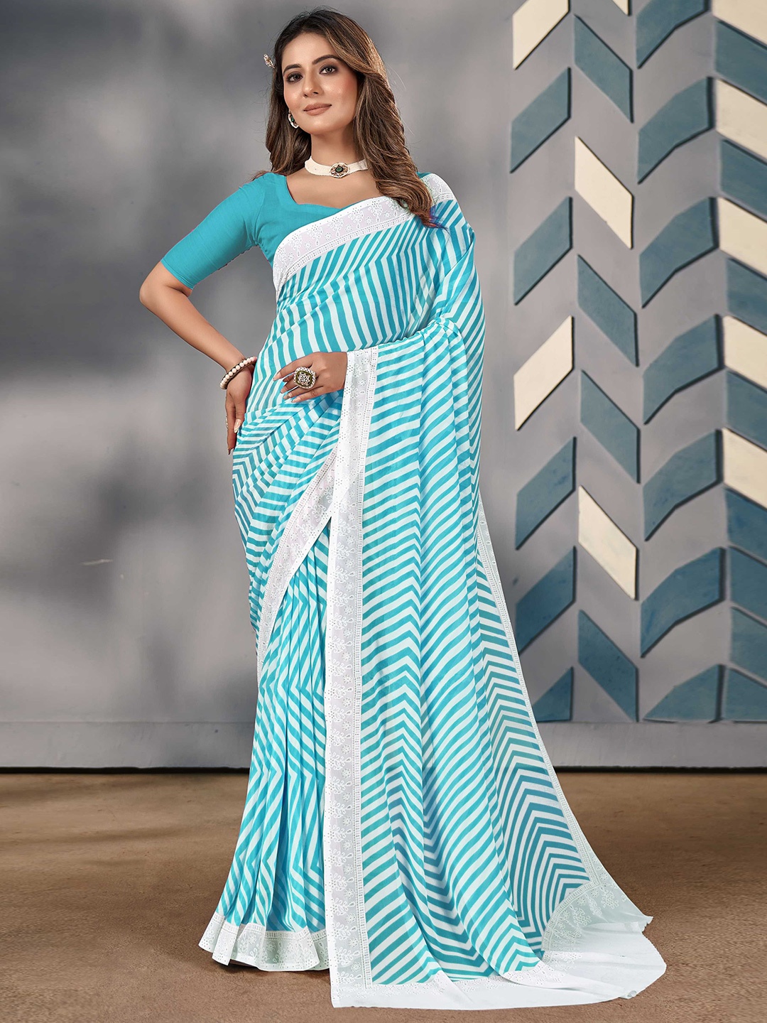 

Panzora Leheriya Printed Saree, Blue