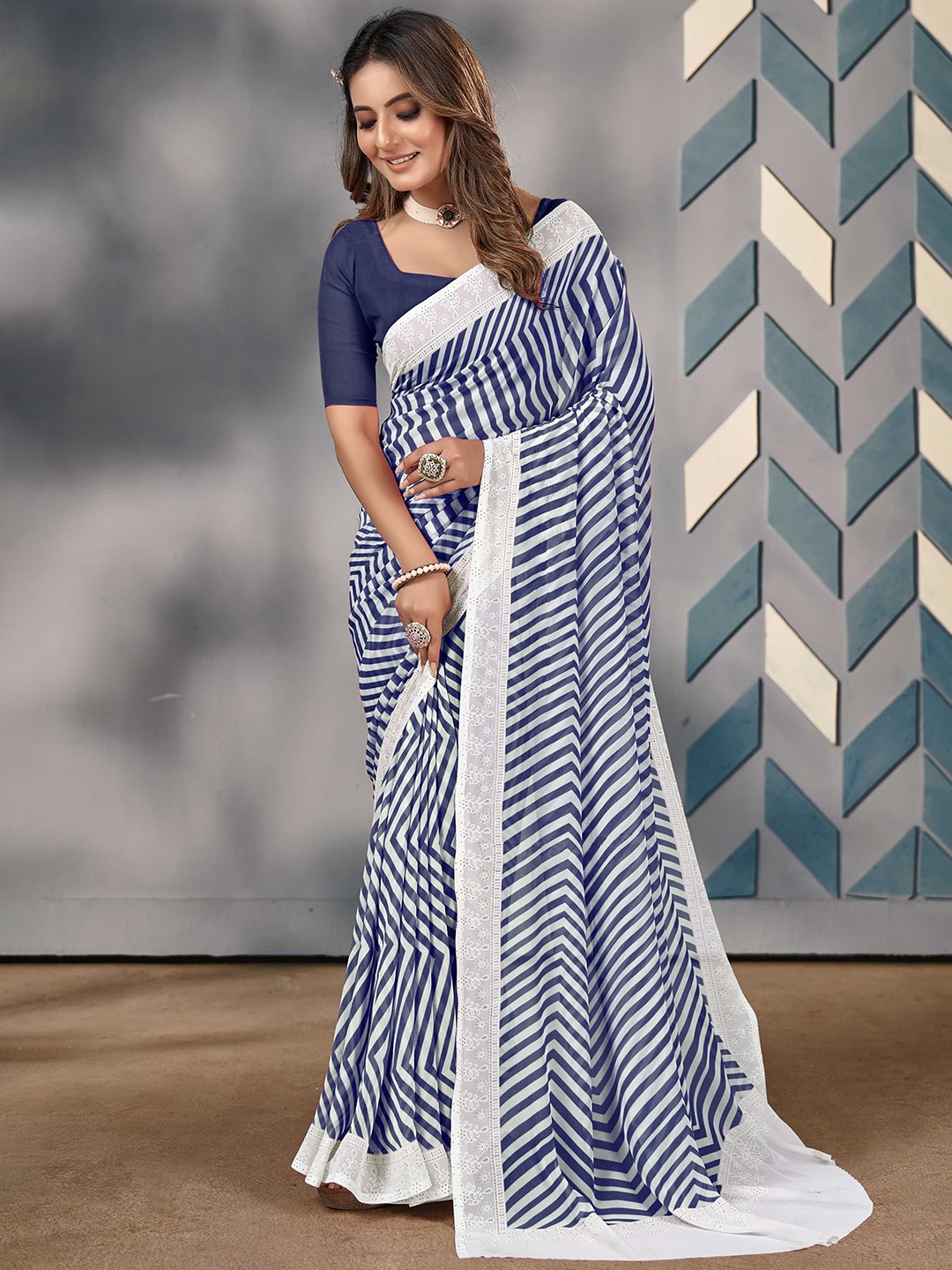 

Panzora Leheriya Designer Saree, Blue