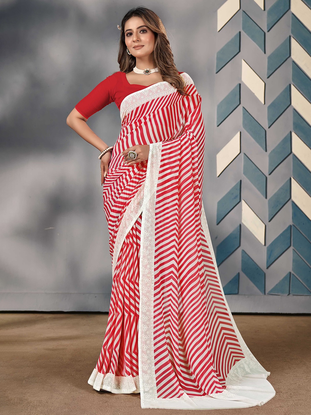 

Panzora Leheriya Saree, Red