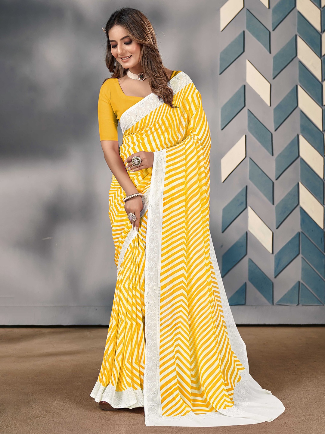 

Panzora Leheriya Saree, Yellow