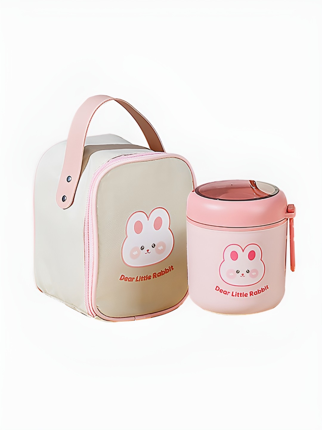 

Little Surprise Box LLP Pink Lunch Box With Insulated Lunch Bag And Detachable Spoon