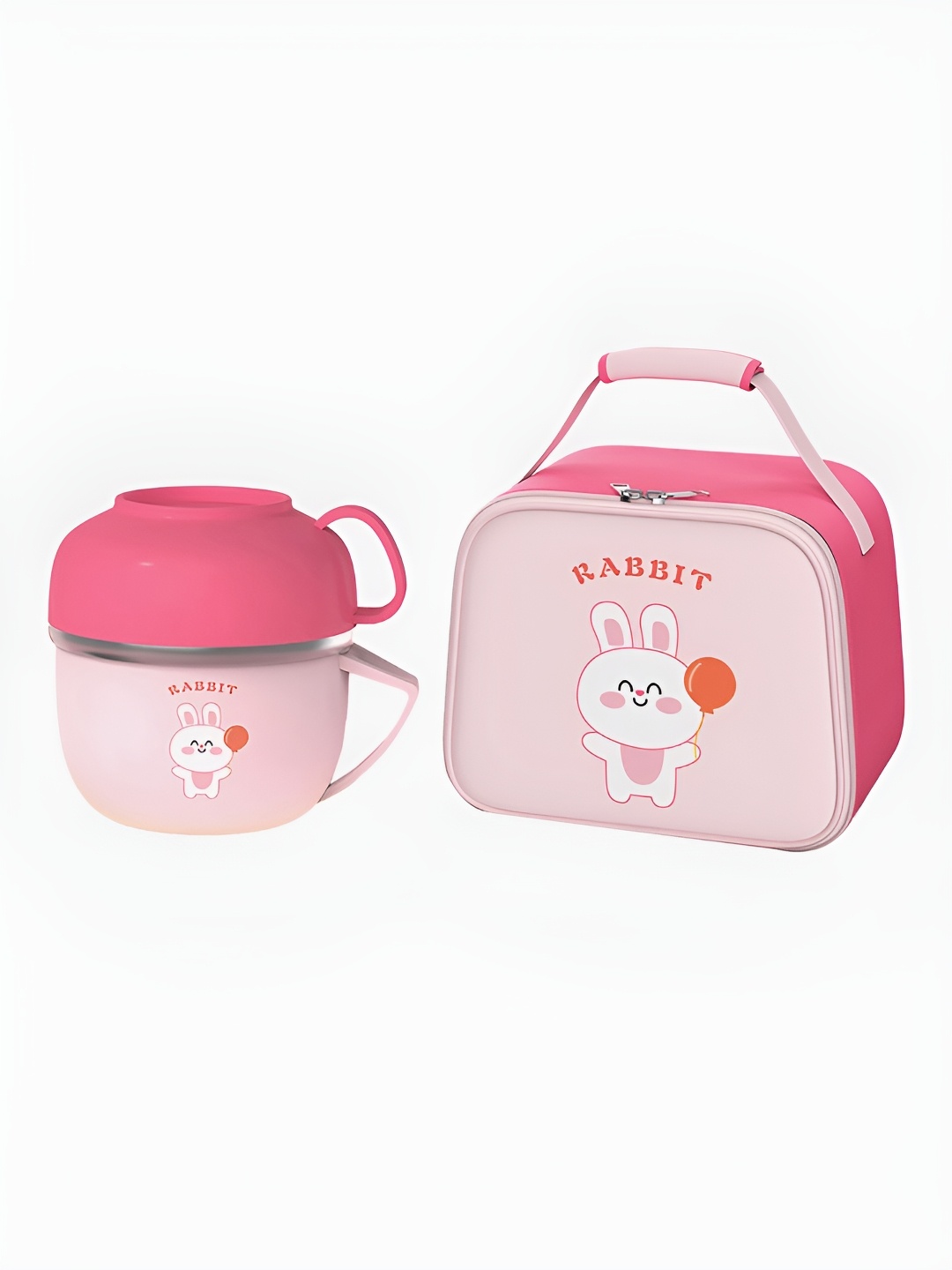 

Little Surprise Box LLP Pink 3 Pieces Printed Stainless Steel Lunch Box With Bag