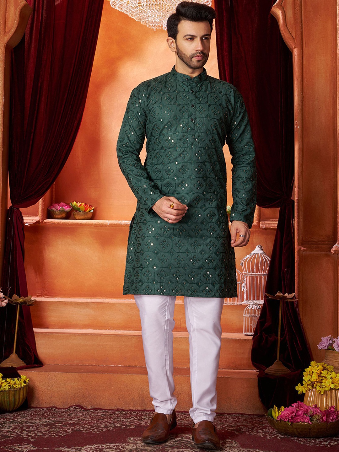 

Fashion FRICKS Men Kurta, Green