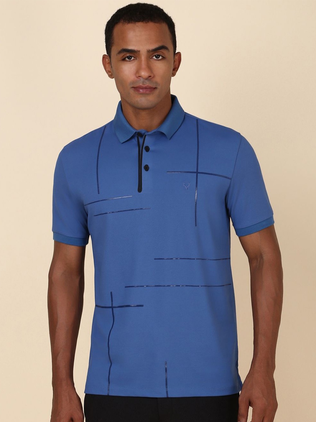 

Allen Solly Polo Collar Geometric Printed Cotton T-shirt, Blue