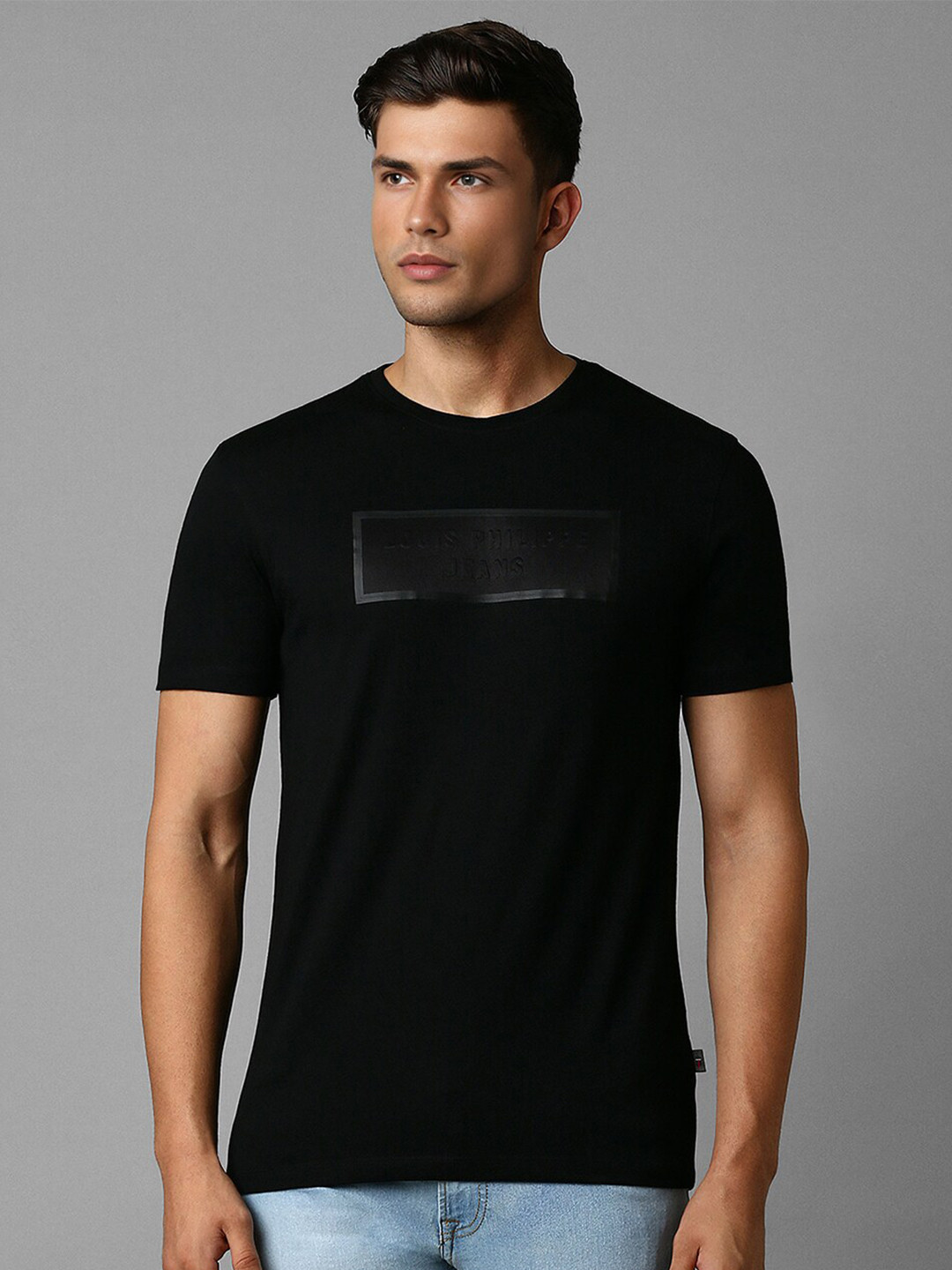 

Louis Philippe Jeans Round Neck Typography Cotton Slim Fit T-shirt, Black