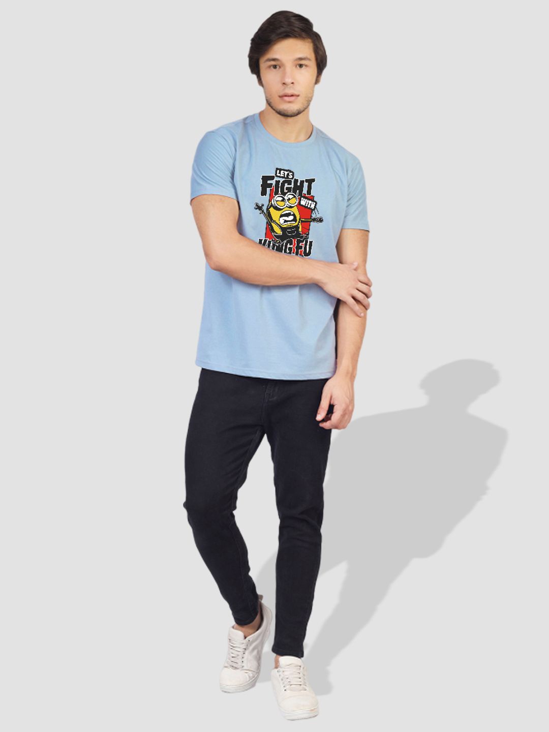 

Greylongg Typography Printed Cotton T-shirt, Blue