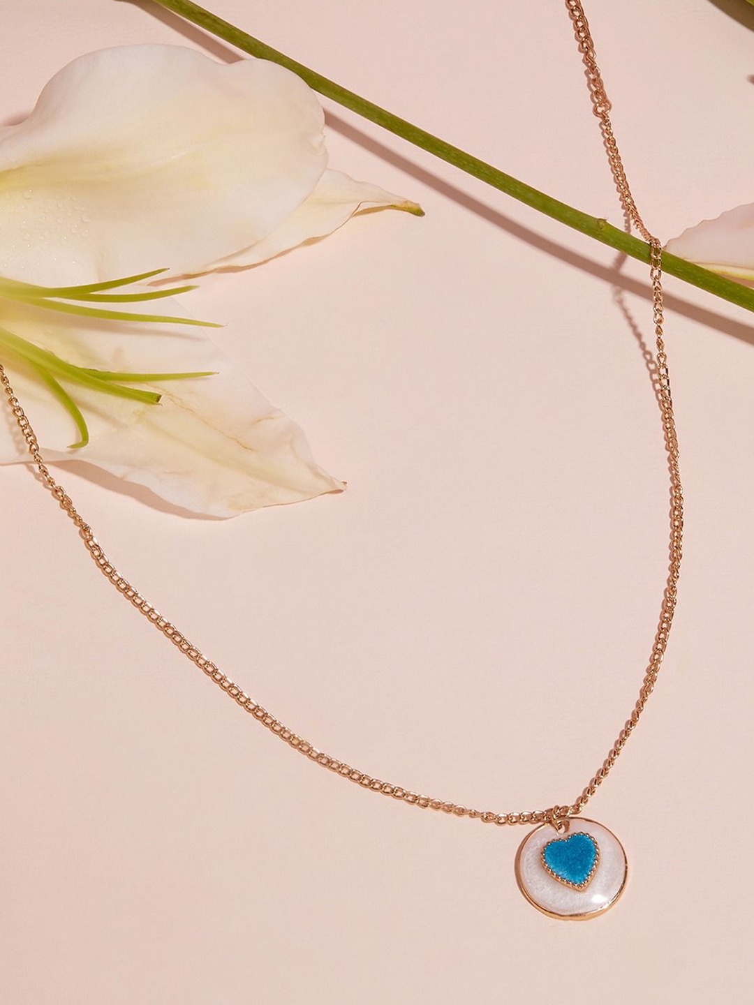 

AMI Enamelled Heart Shape Pendants With Chains, Gold