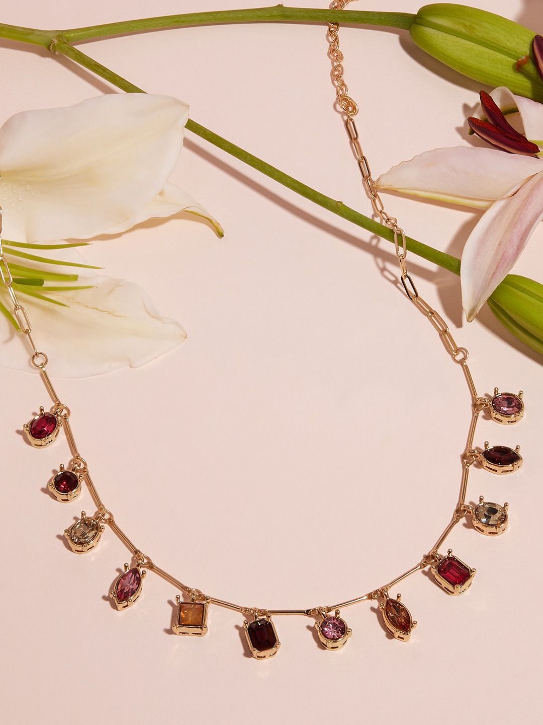 

AMI Gold-Plated Stone-Studded Necklace
