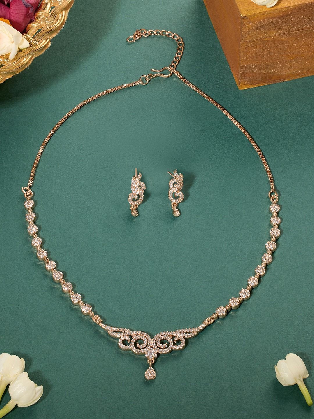 

AMI Rose Gold Plated Cubic Zirconia Jewellery Set