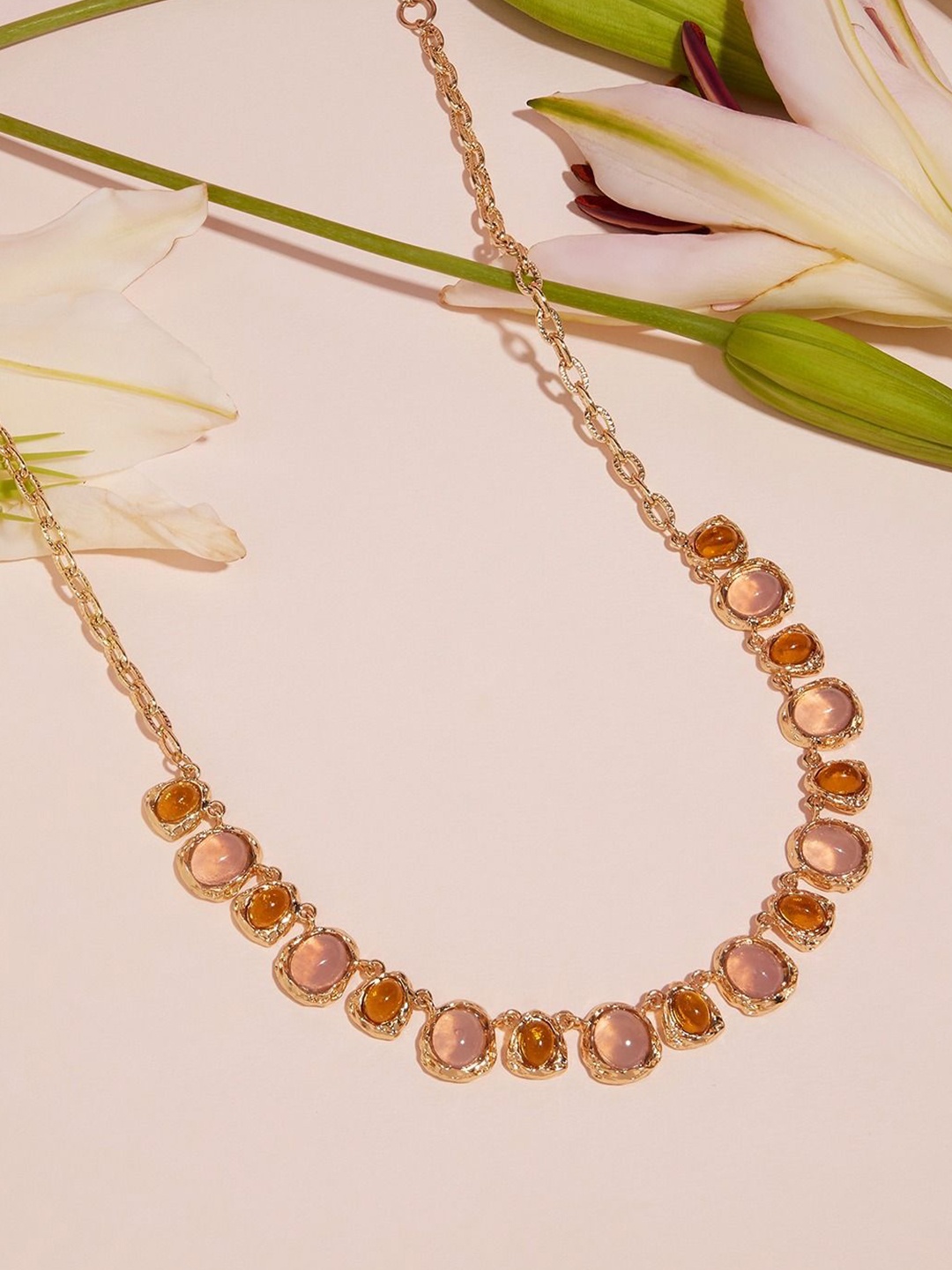 

AMI Gold-Plated Stone-Studded Necklace