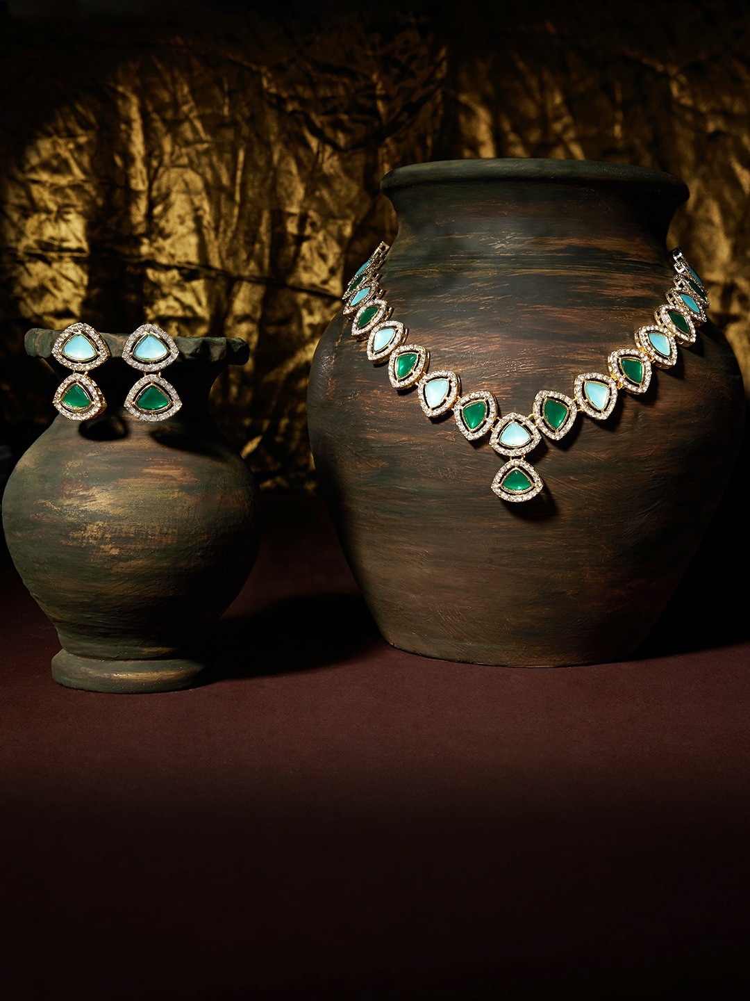 

AMI Gold-Plated Austrian Diamonds Studded Jewellery Set