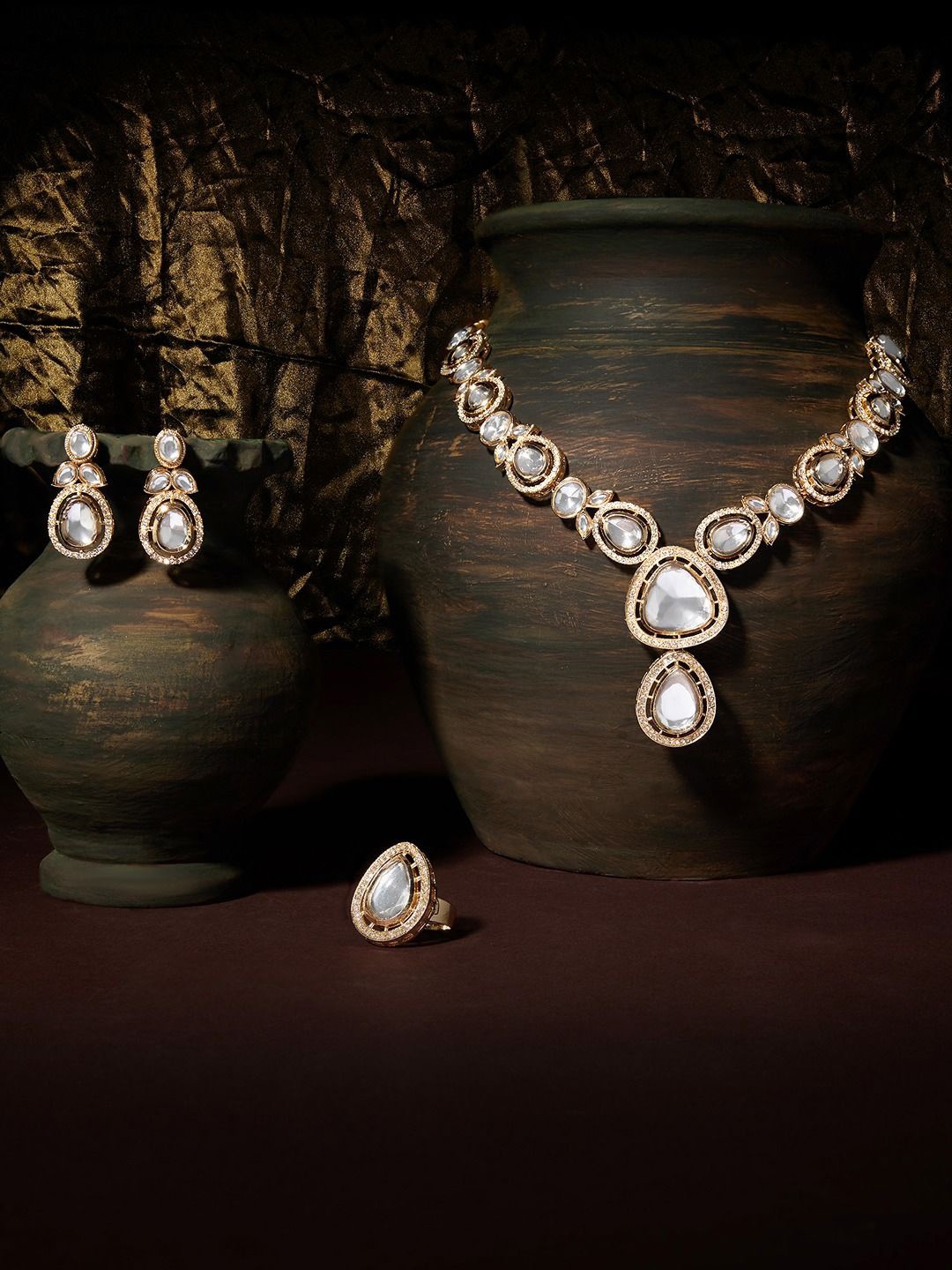 

AMI Gold-Plated Austrian Diamonds-Studded Jewellery Set