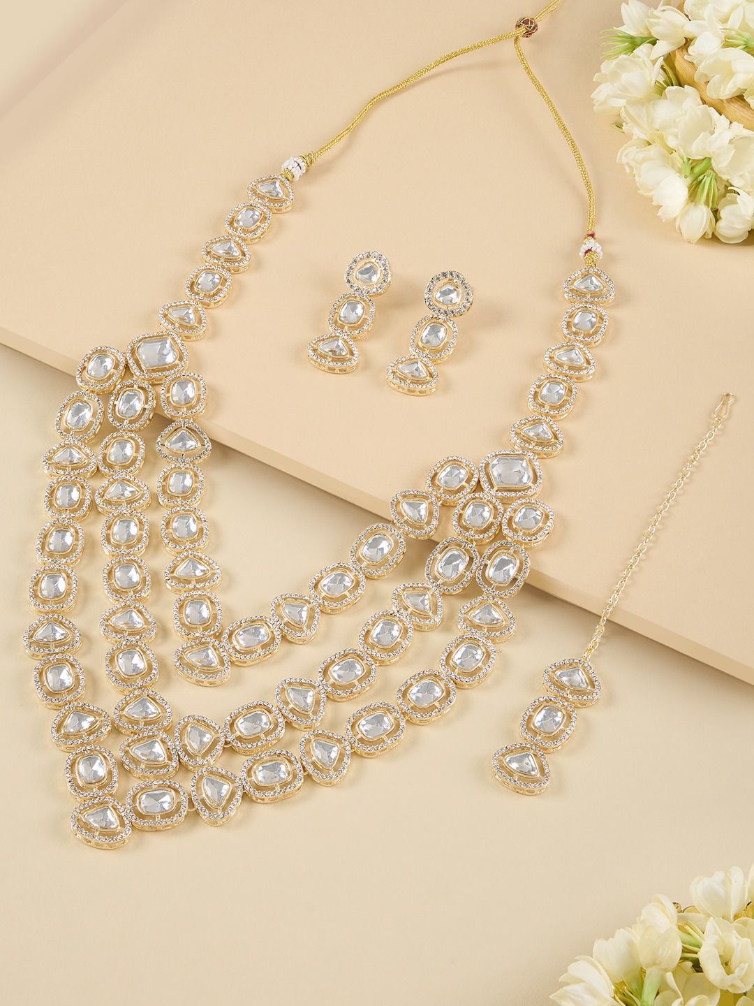 

AMI Gold Plated American Diamond Jewellery Set
