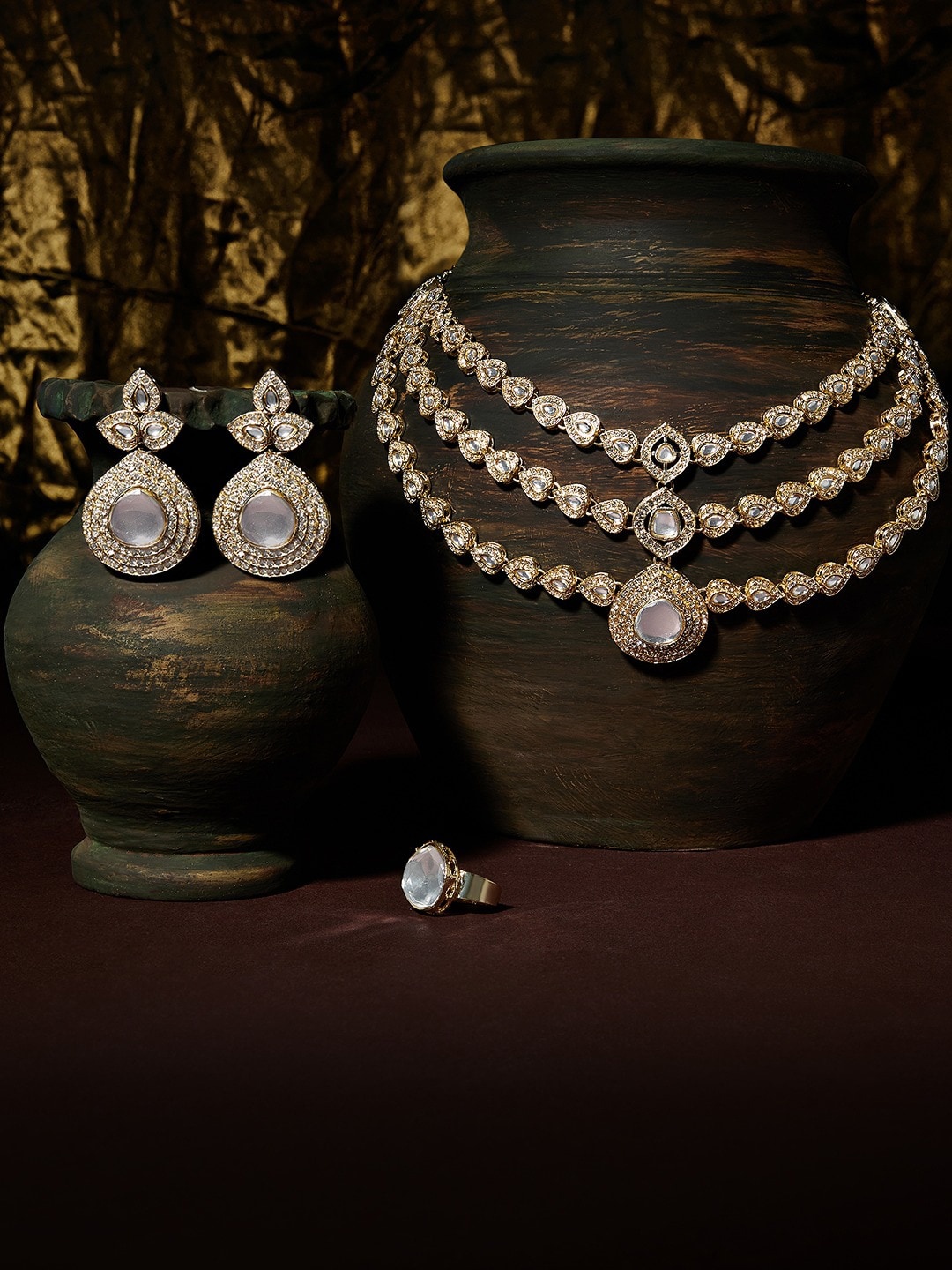 

AMI Gold-Plated Austrian Diamonds-Studded Jewellery Set