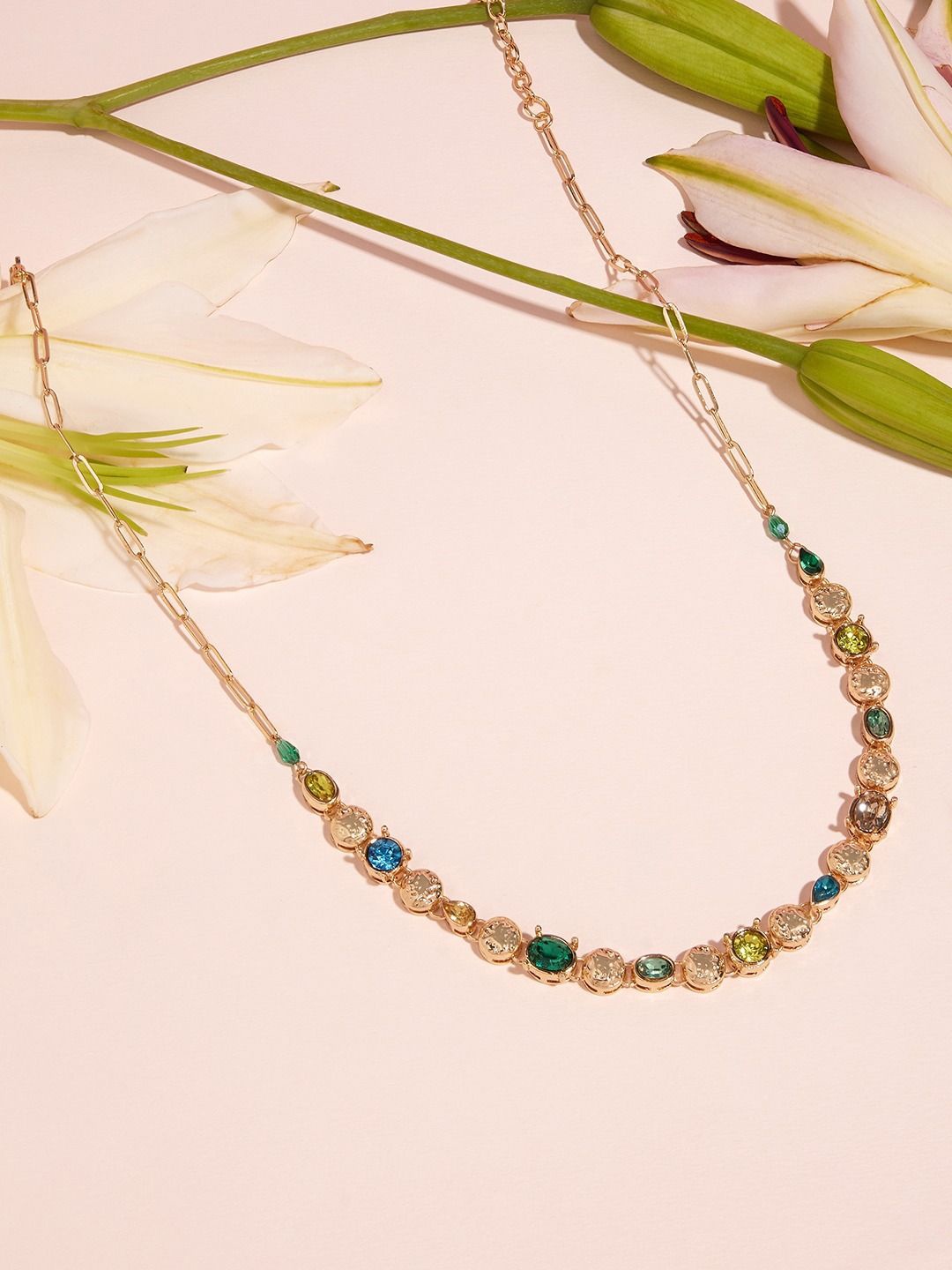 AMI Gold-Plated Stone Studded Necklace