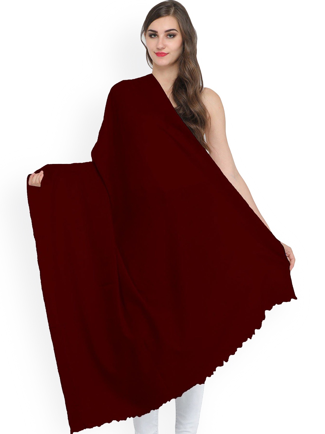 

Exotic India Pure Pashmina Woollen Shawl, Maroon