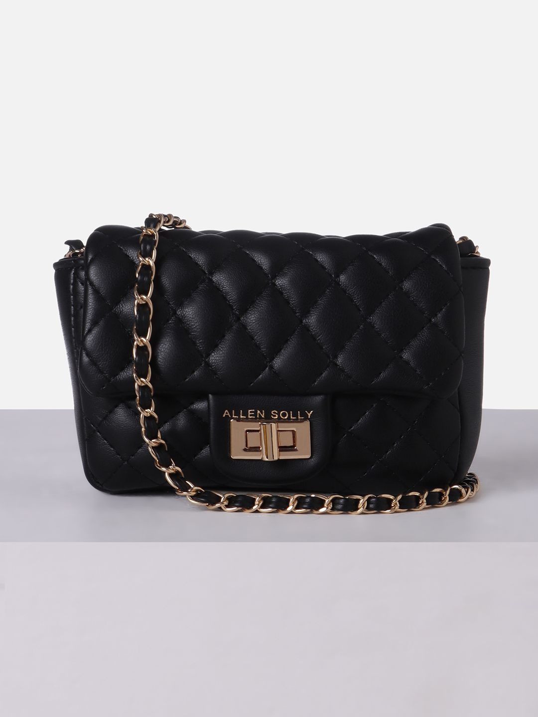 

Allen Solly Junior Girls Structured Sling Bag with Quilted, Black