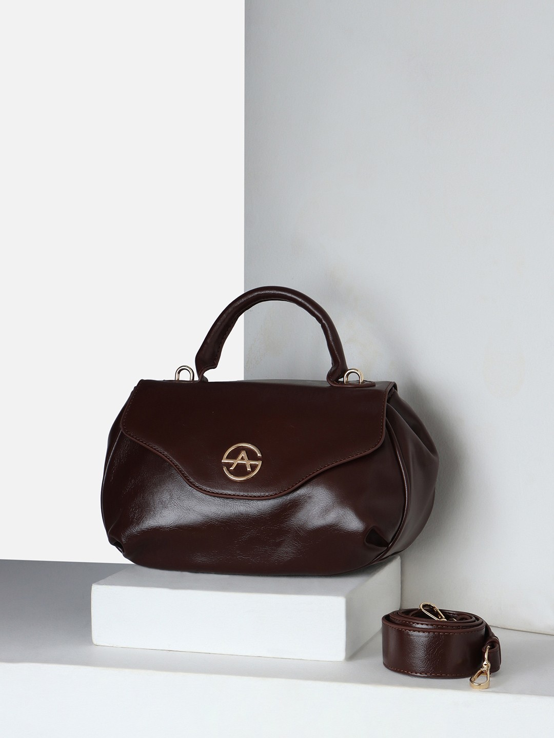 

Allen Solly Structured Satchel with Bow Detail, Brown