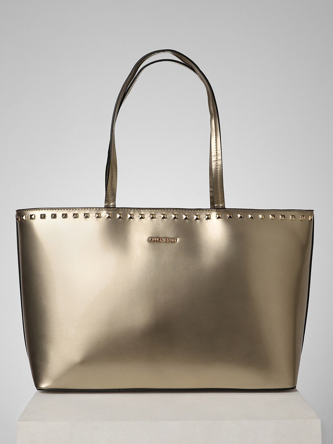Allen Solly Oversized Structured Shoulder Bag With Cut Work, Beige