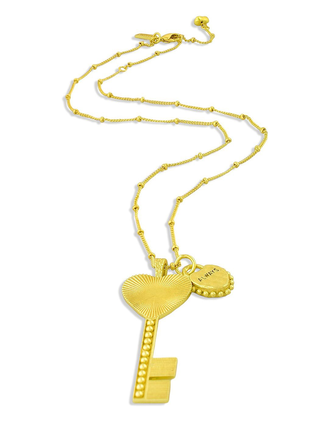 

ARVINO Women Gold-Plated Initial Bar Charm Key Pendant With Chain