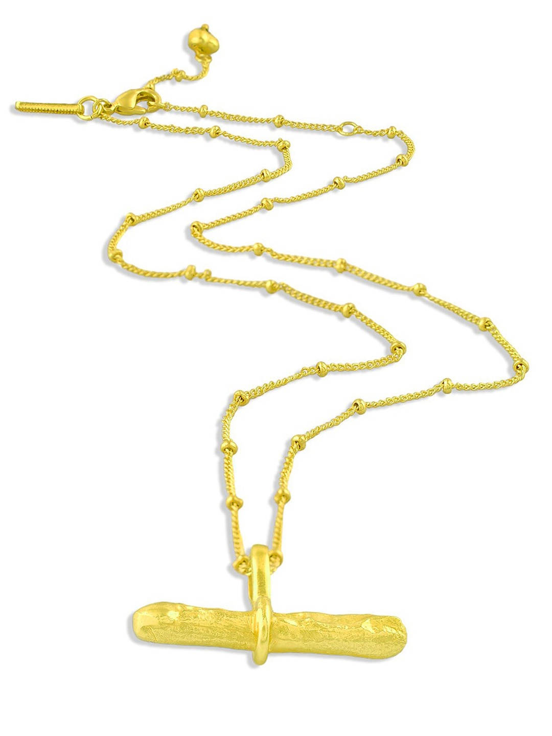 

ARVINO Women Gold-Plated Cylindrical Bar Pendant With Chain