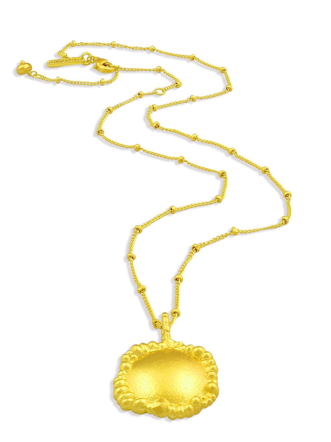 

ARVINO Women Gold-Plated Granulated Signature Charm Pendant With Chain