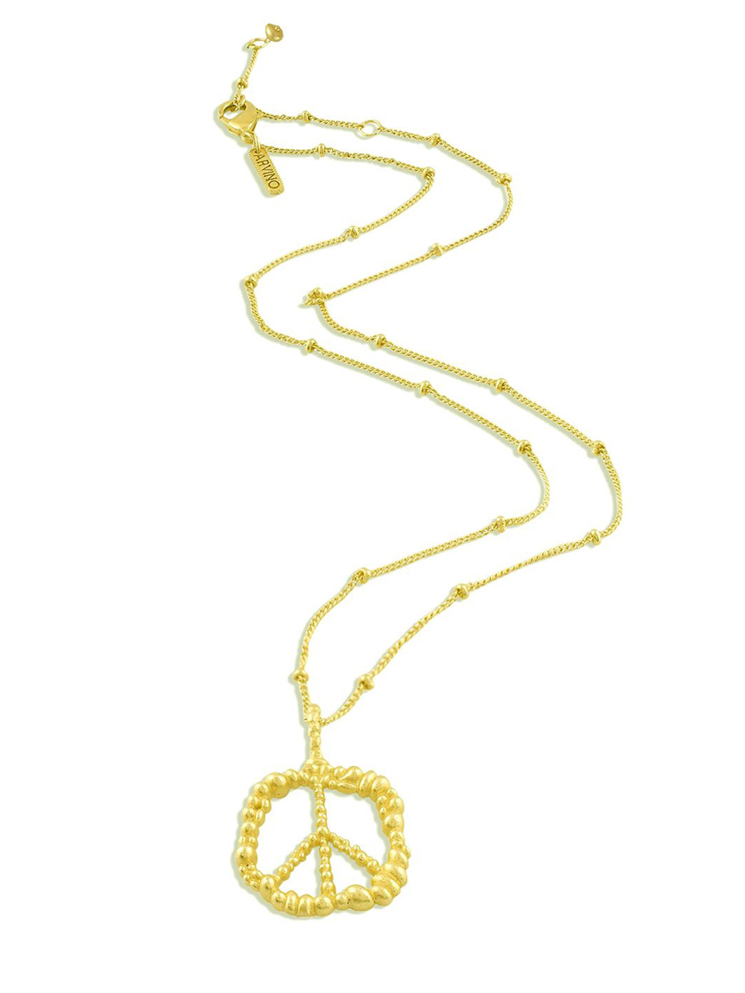 

ARVINO Women Gold-Plated Granulated Peace Charm Pendant With Chain