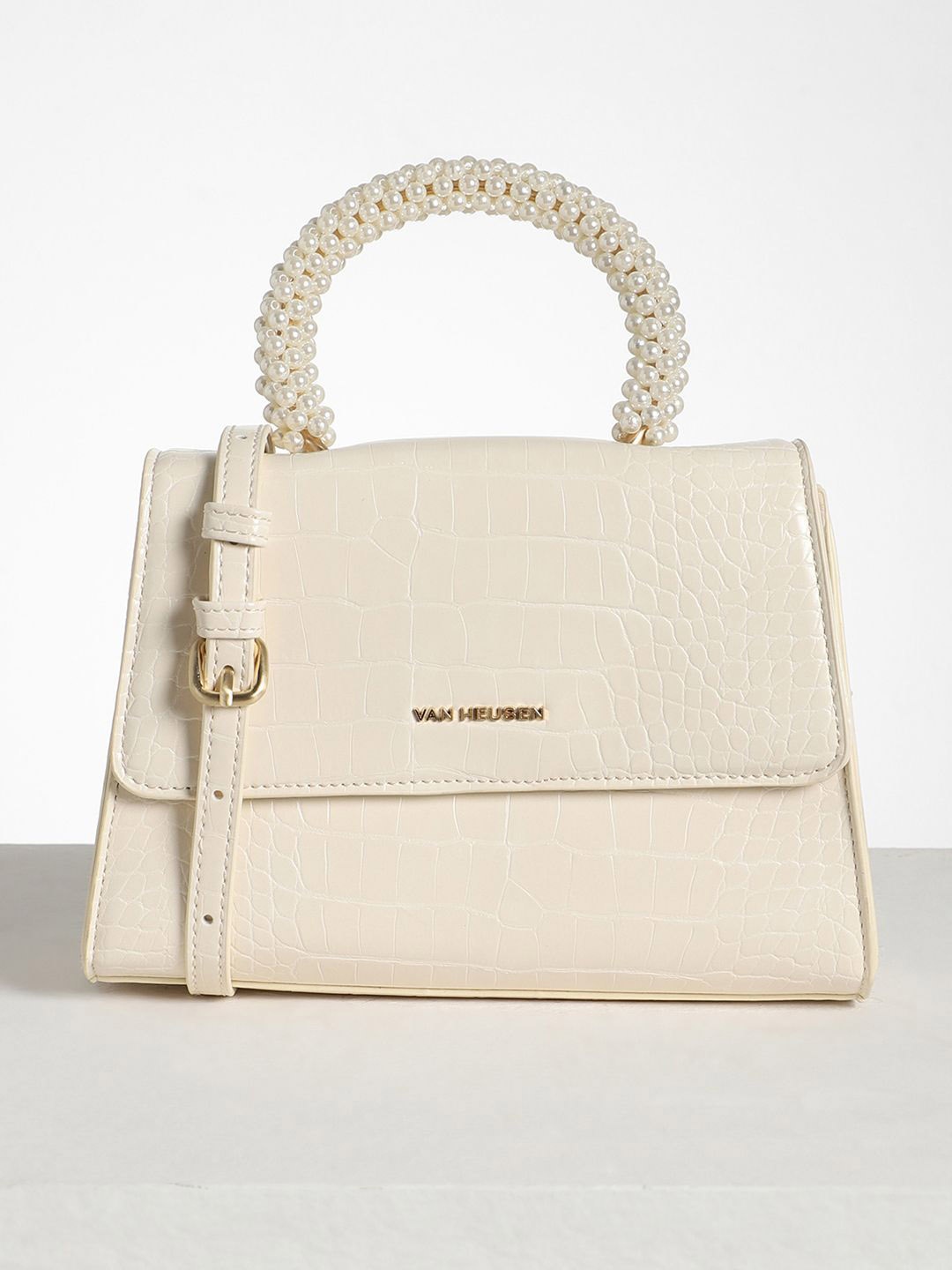 

Van Heusen Woman Textured Structured Satchel, Cream