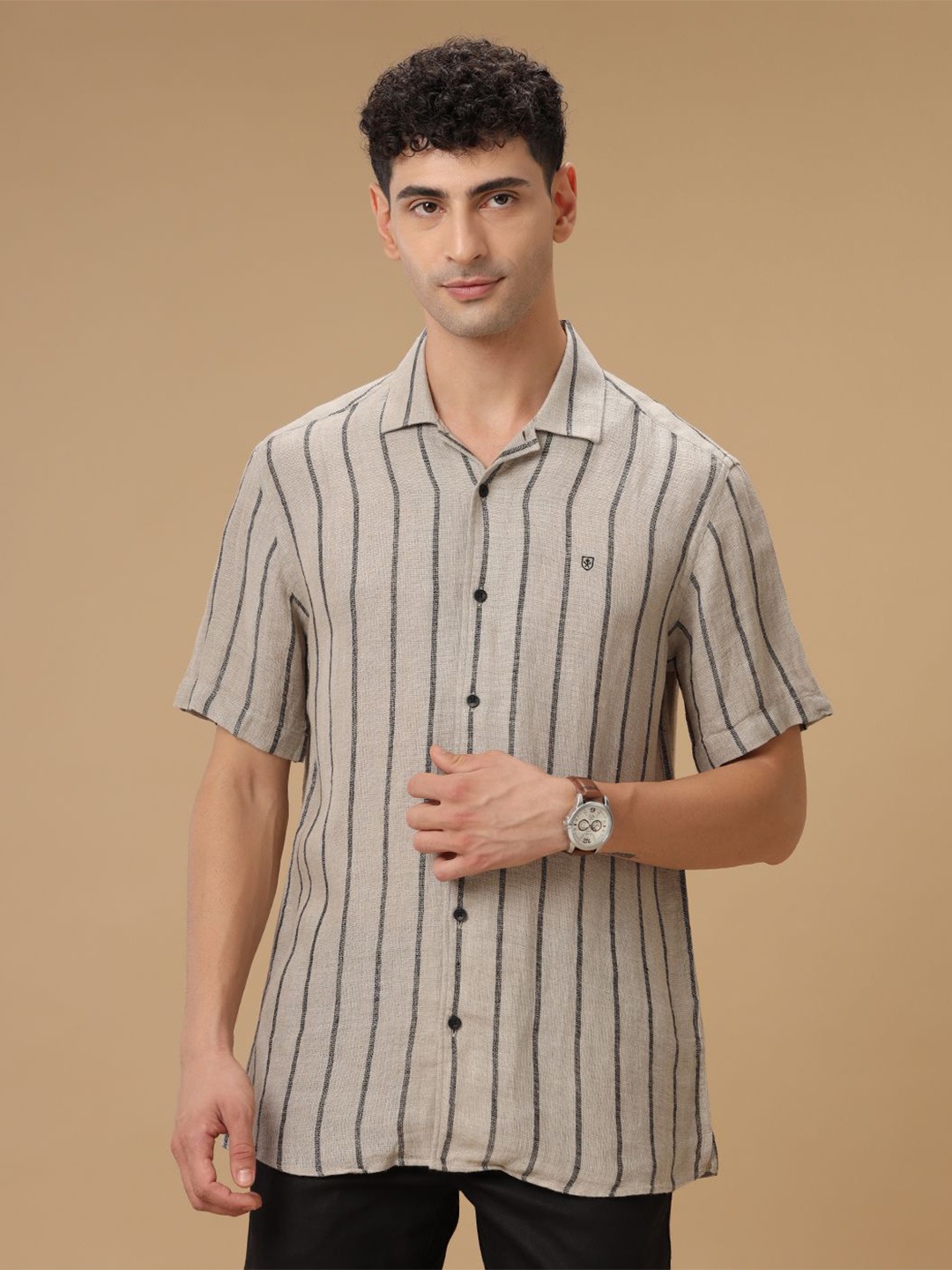 

Linen Club Striped Contemporary Slim Fit Casual Shirt, Grey