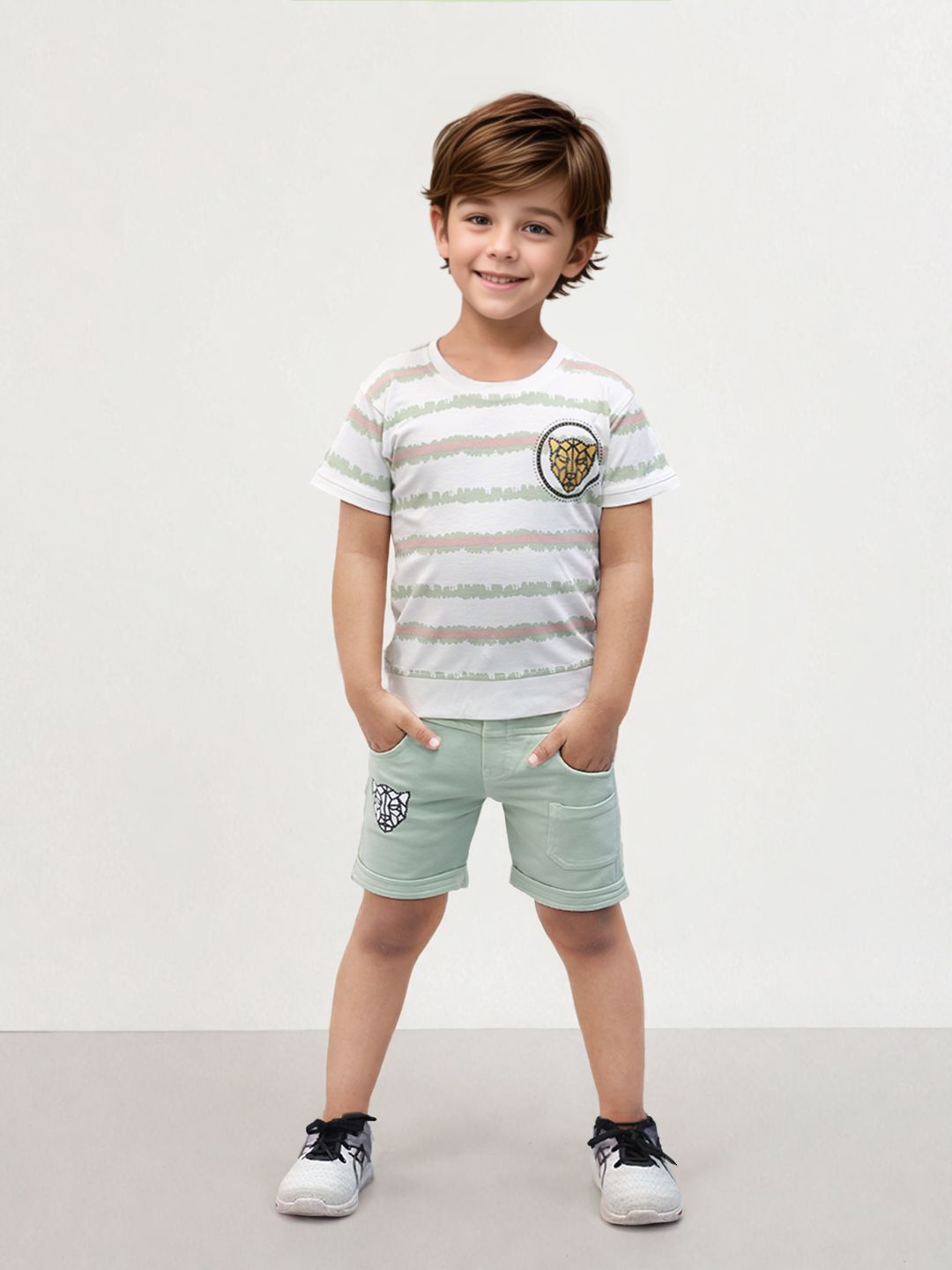 

Toonyport Boys Printed Pure Cotton T-shirt With Short, Green