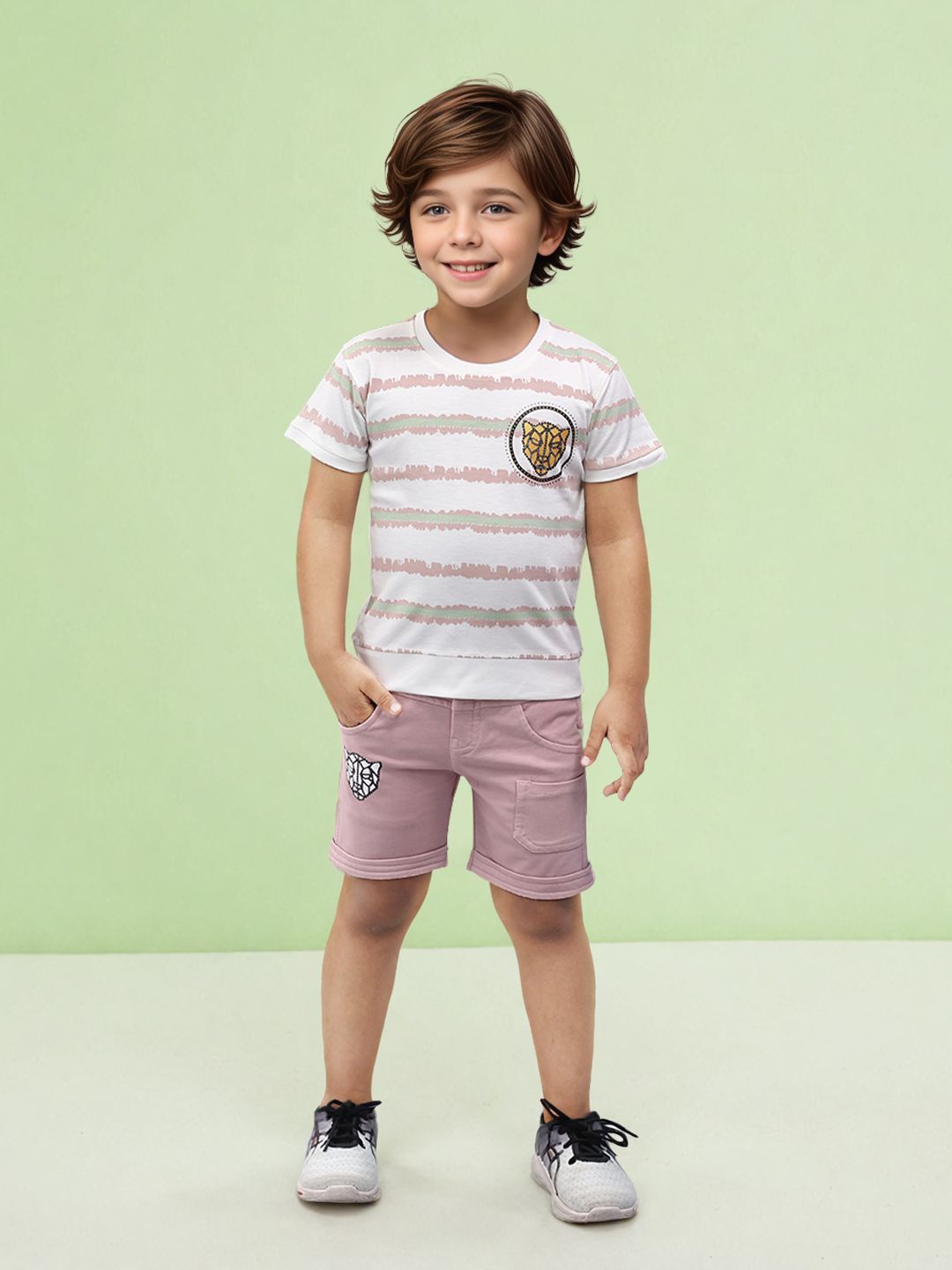 

Toonyport Boys Printed Pure Cotton T-shirt With Short, Lavender